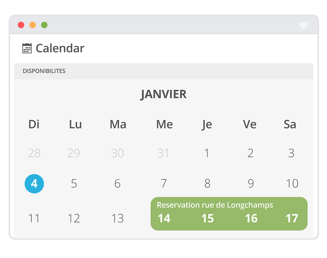 Calendrier des réservations