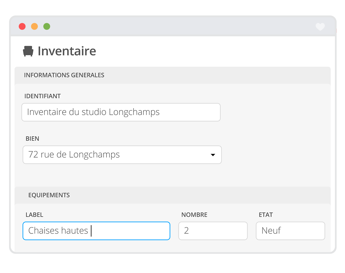 Inventaire des meubles